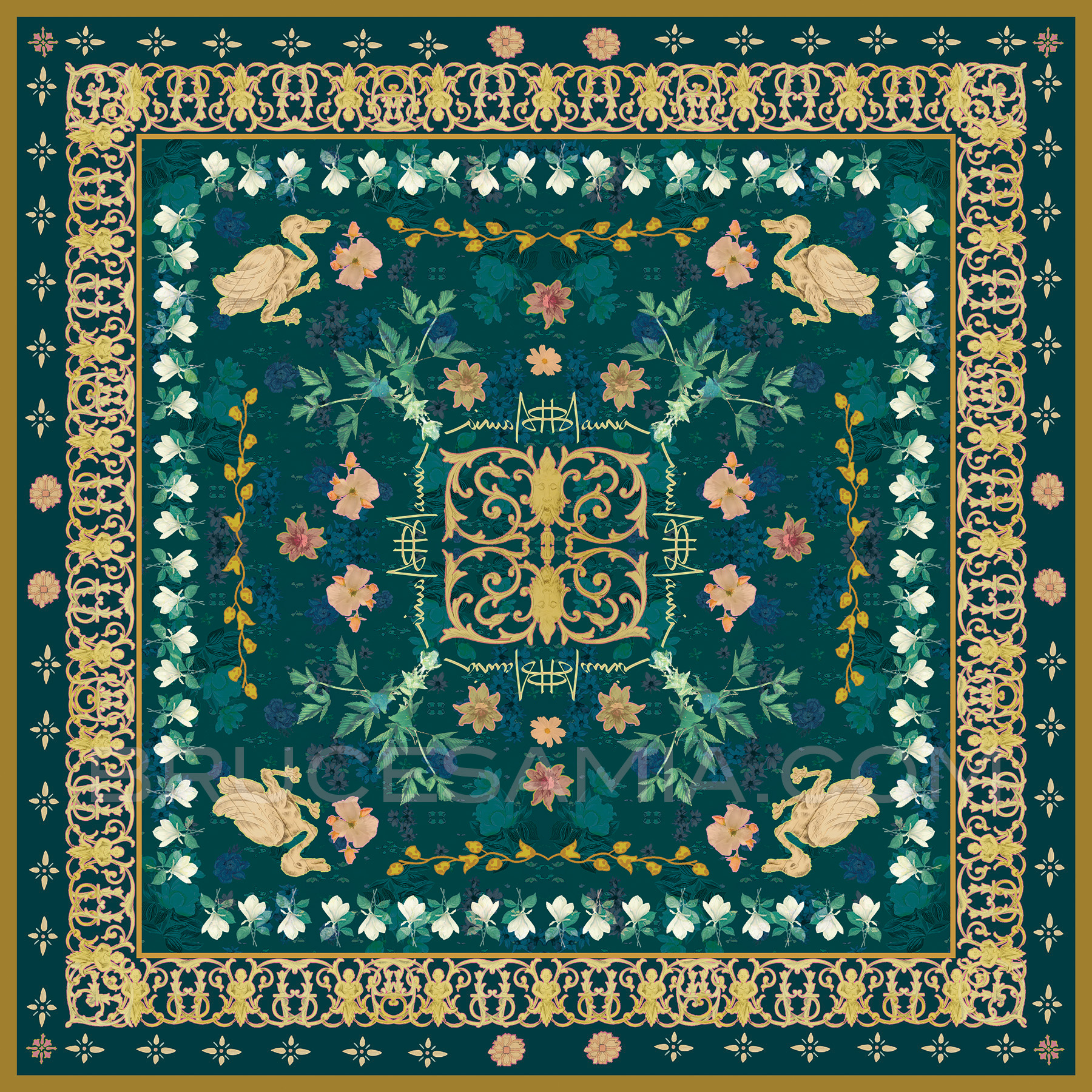 The Virginia Robinson Edition - Deep Teal-Gold - Bandana - NEW!