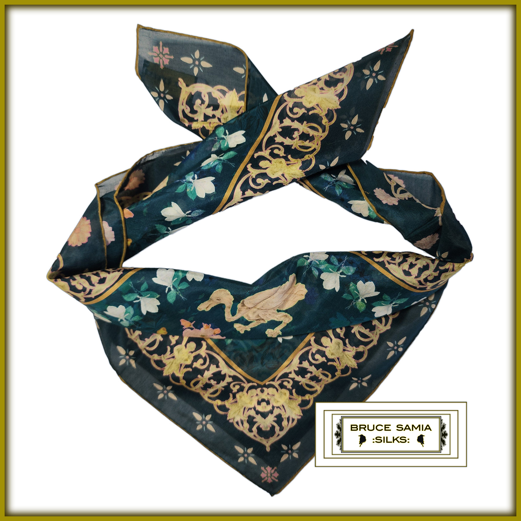The Virginia Robinson Edition - Deep Teal-Gold - Bandana - NEW! - Image 2