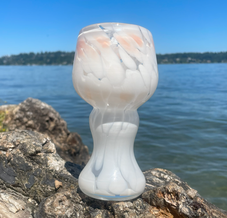 OPAQUE WHITE & SALMON CHALICE