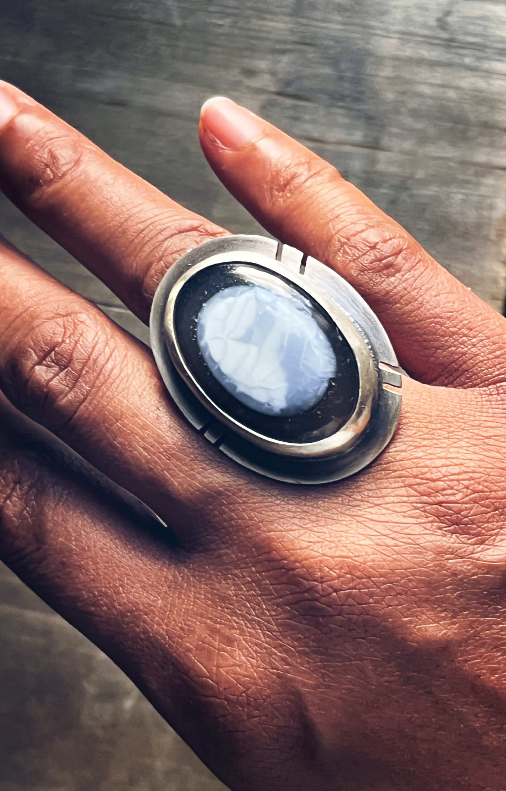 Blue Opal Sterling Silver Ring - Image 5