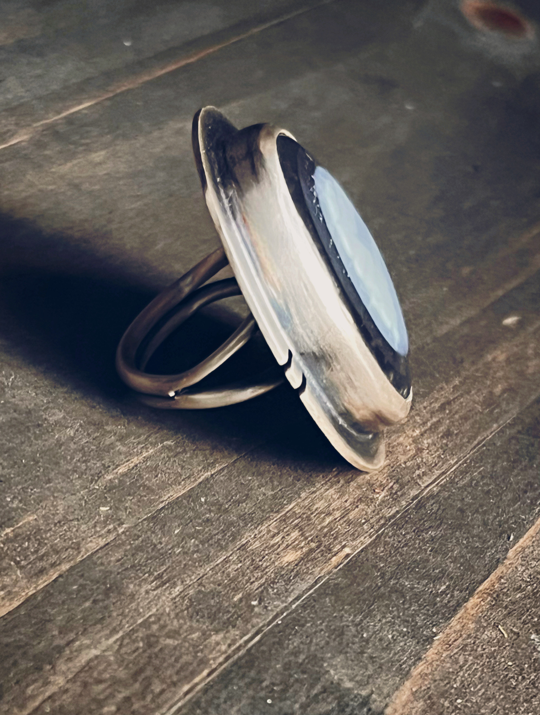 Blue Opal Sterling Silver Ring - Image 3