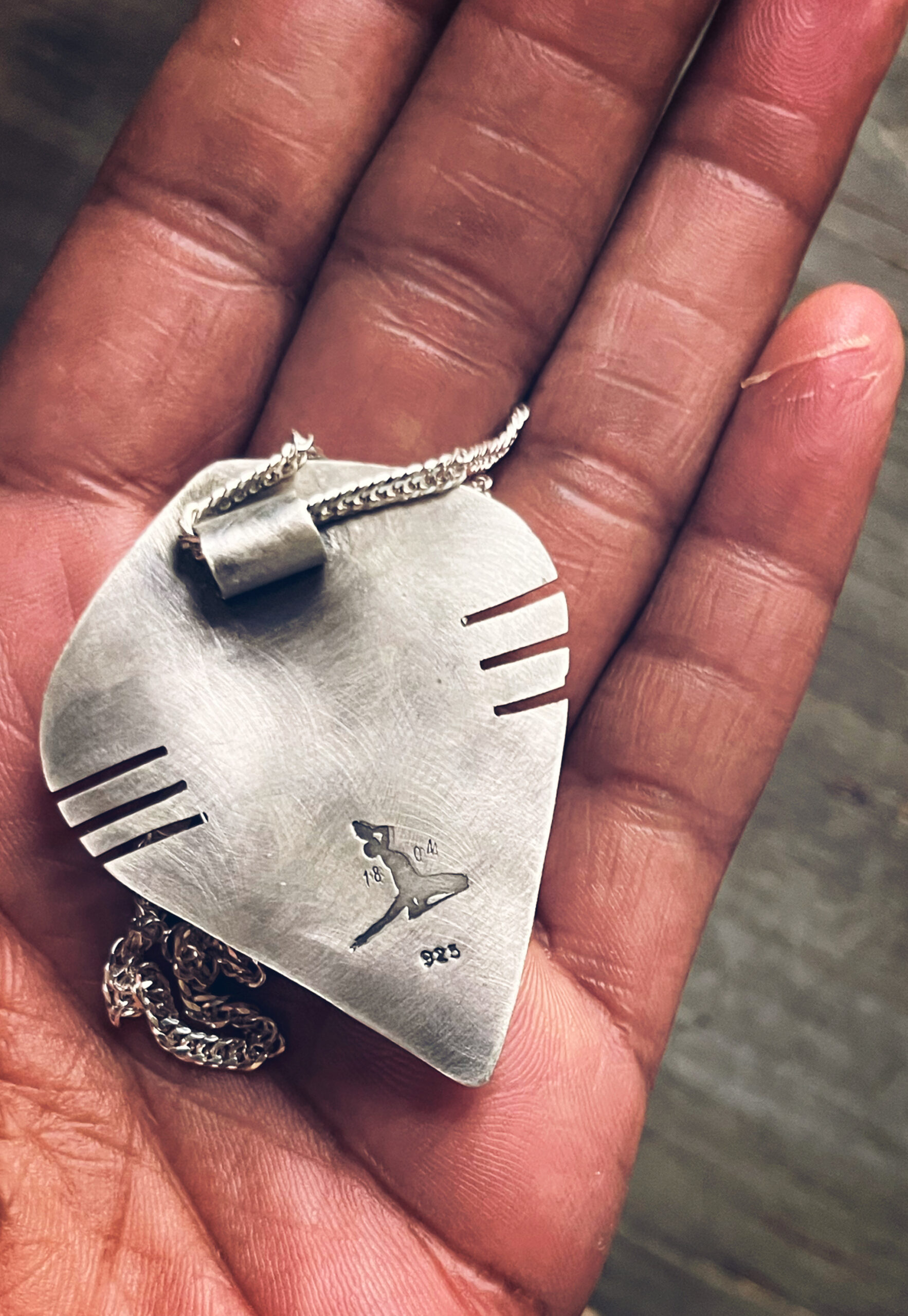 Plume Agate Sterling Silver Pendant - Image 2