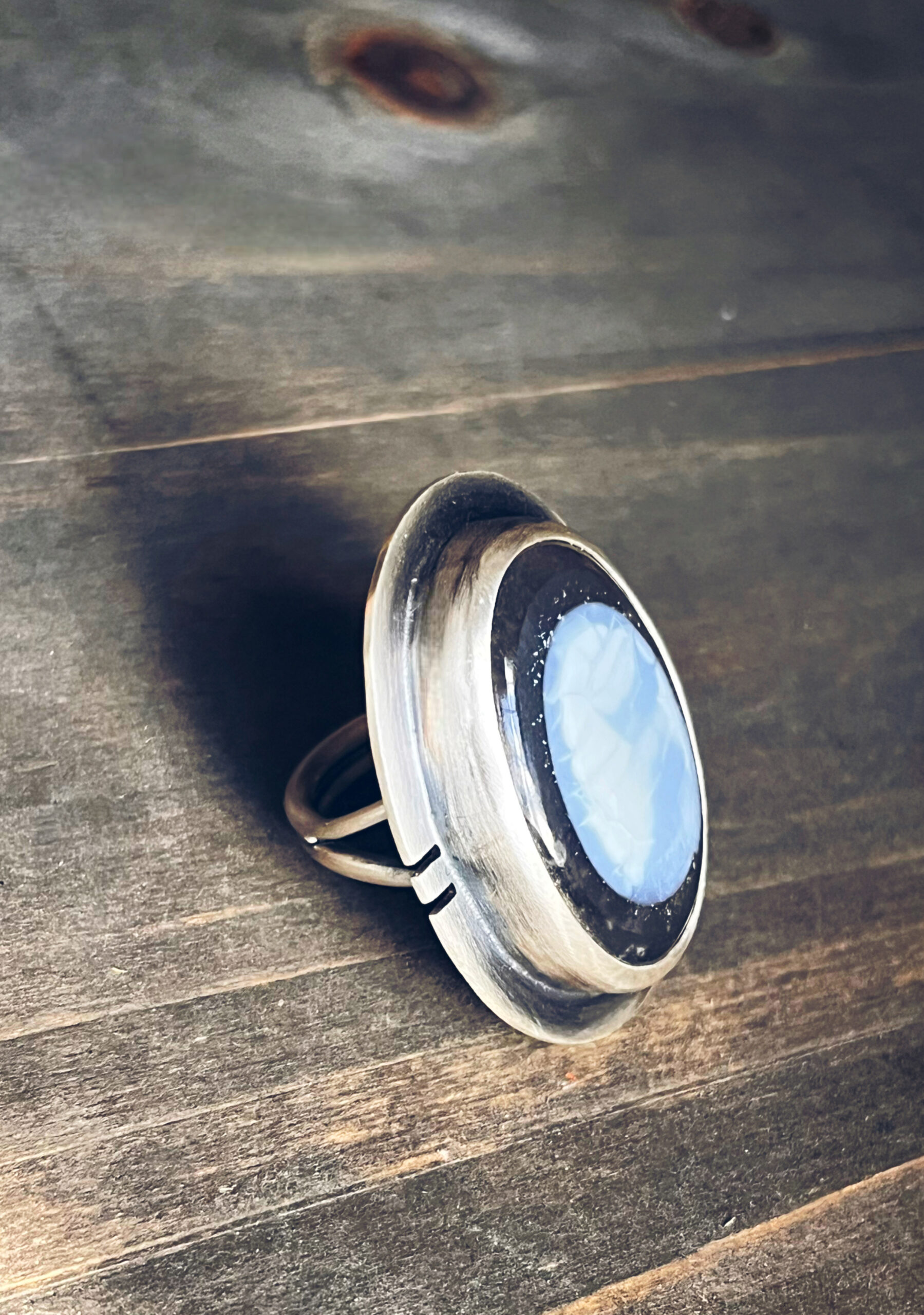 Blue Opal Sterling Silver Ring - Image 2