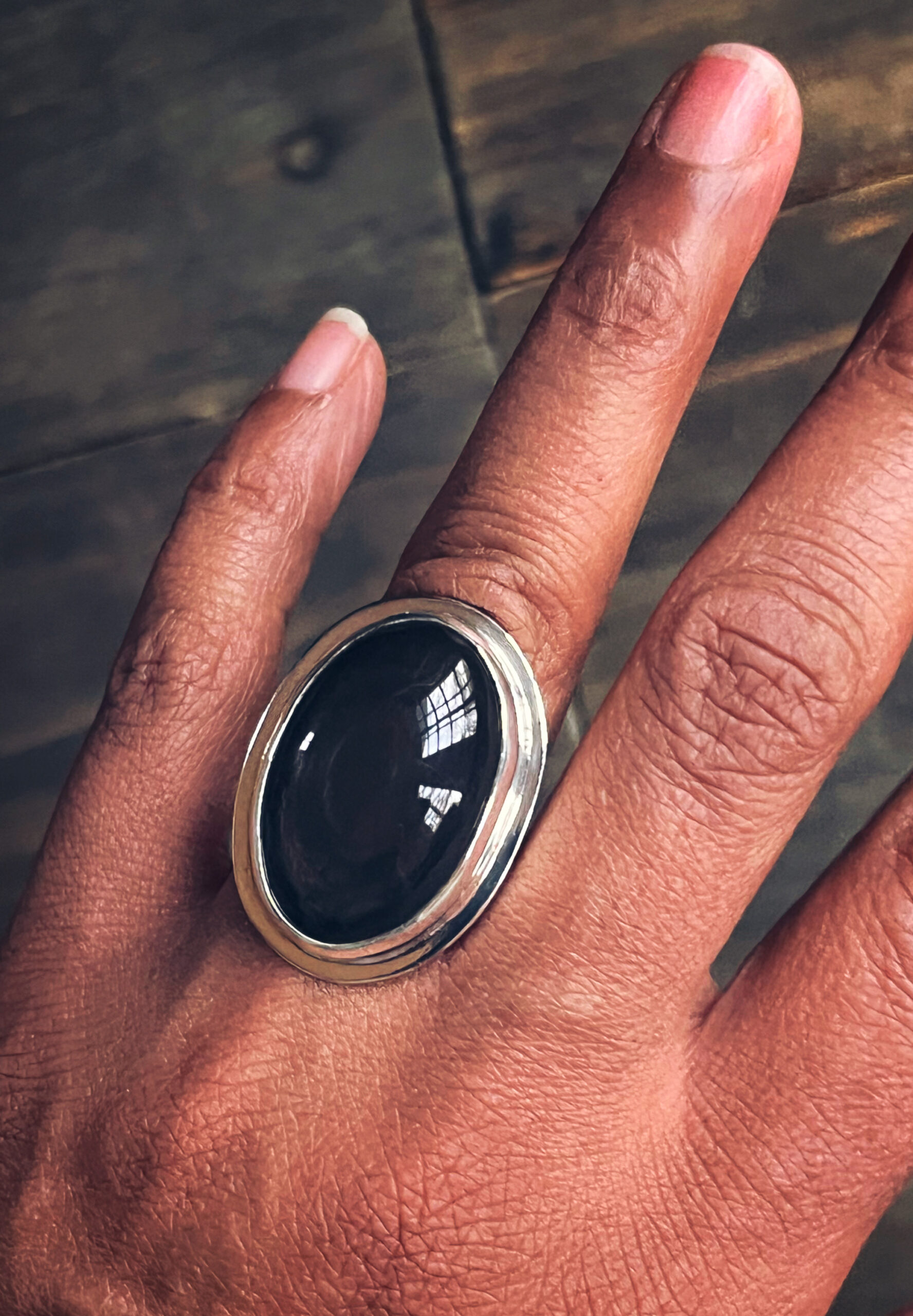 Obsidian Sterling Silver Ring - Image 2