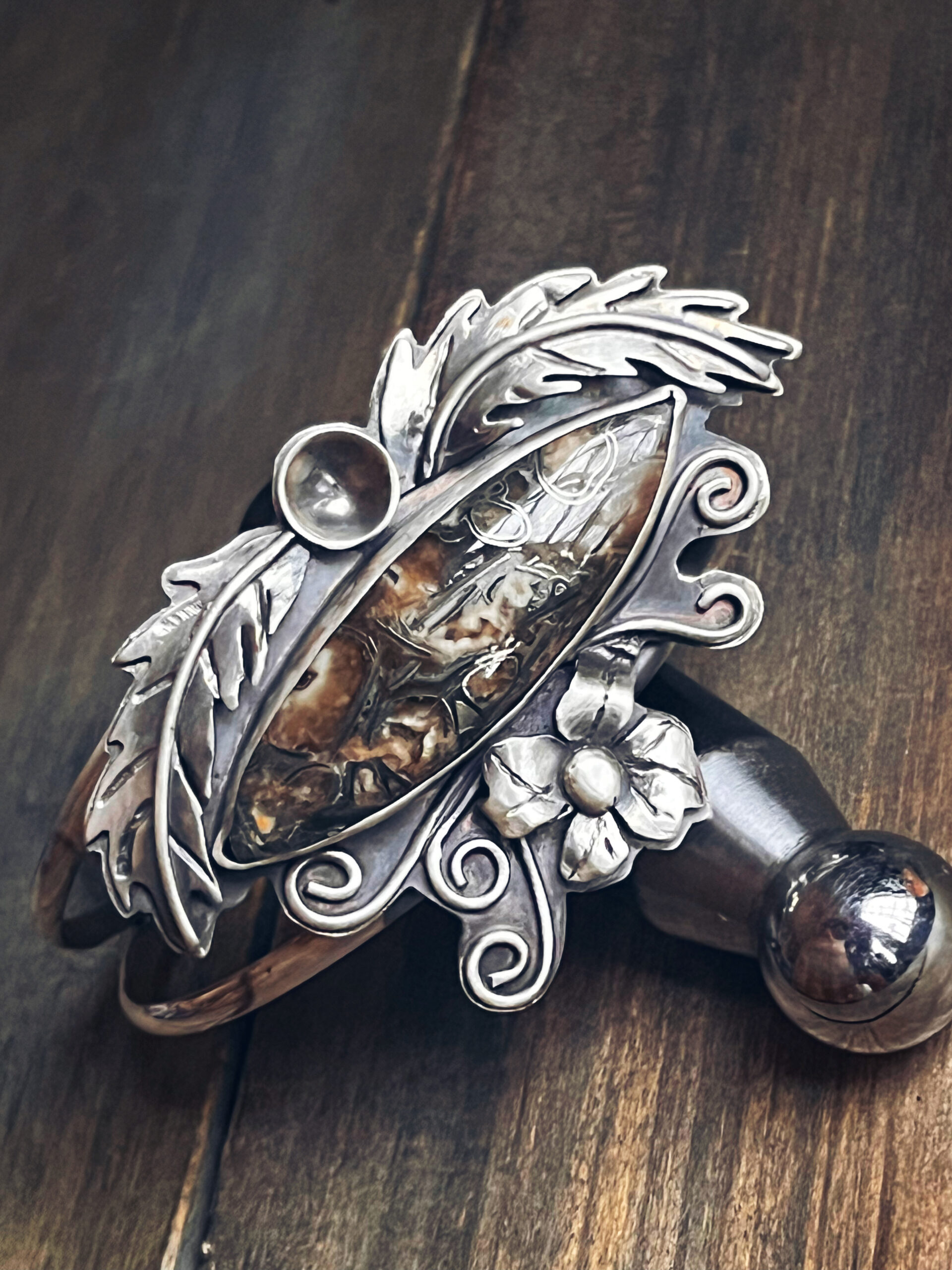 Sterling Silver Bracelet with Russian Pyritized Ammonite - Image 4