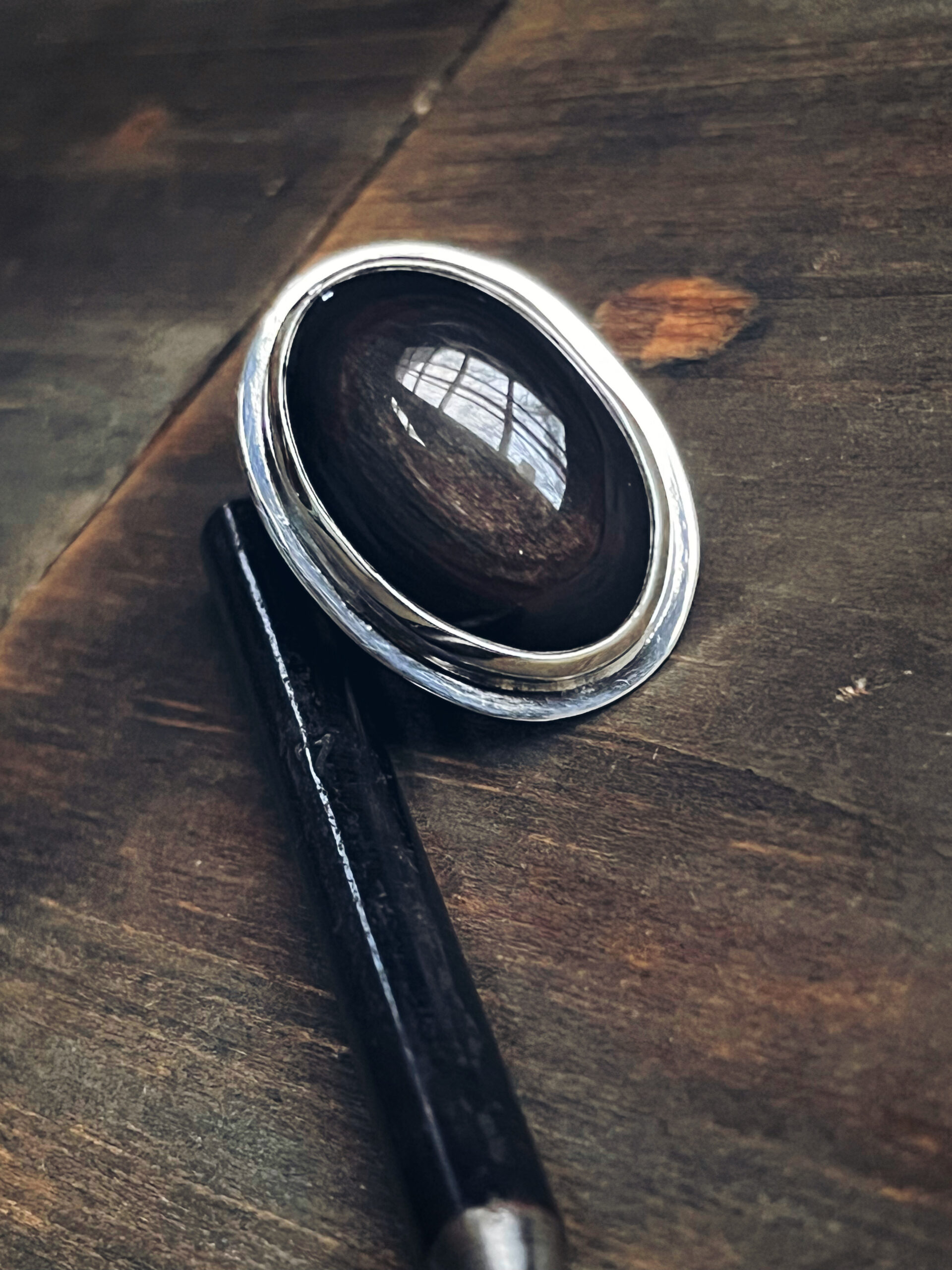 Obsidian Sterling Silver Ring - Image 4