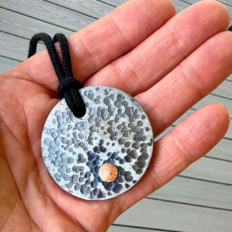 Hand-Hammered Round Steel Pendant